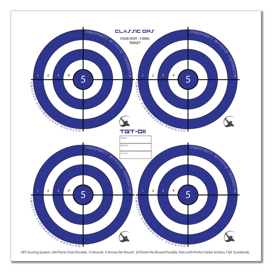 Perfect Strike ARCHERY SYSTEM Targets. CLASSIC OPS No. 011. 4 Spot Targets. 12" x 12".