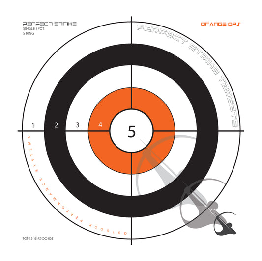 Perfect Strike ARCHERY Targets. ORANGE OPS No. 005. Single Spot Targets. (12" x 12").