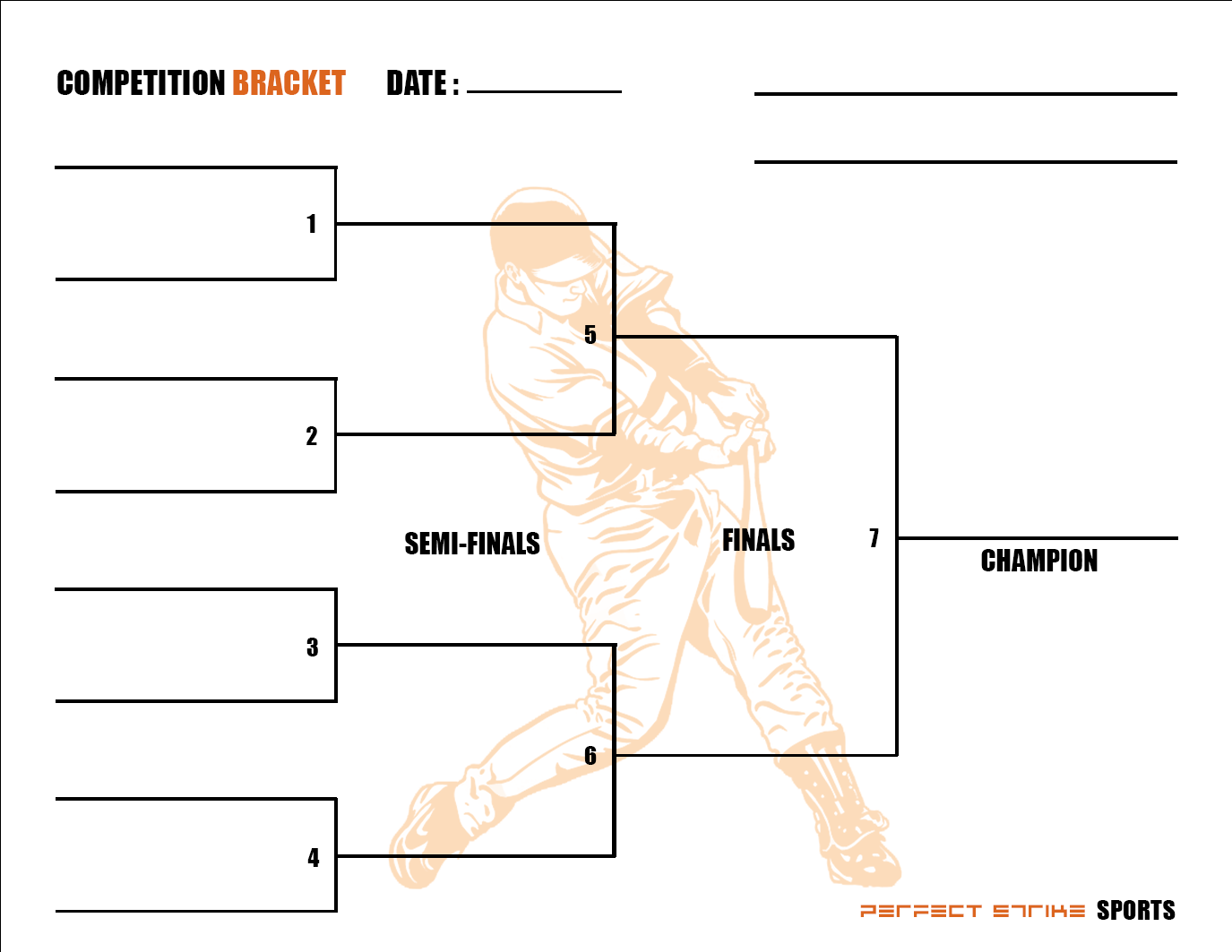 PRINT DOWNLOAD. Perfect Strike Competition Bracket for Team Tournaments or Skills Competitions. BASEBALL.