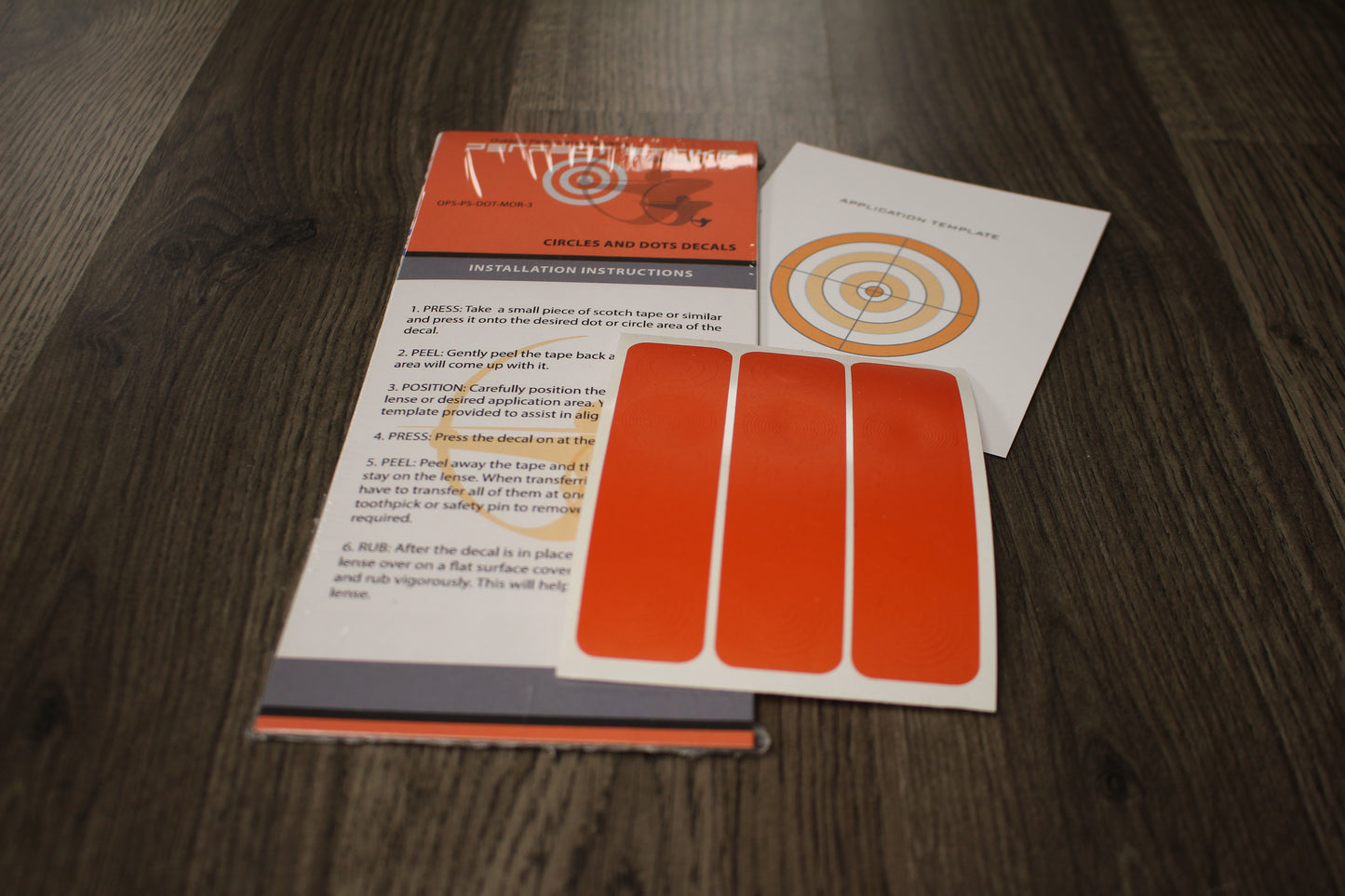 Perfect Strike Archery Circles and Dots Decals for Scope Lenses. Adhesive backed vinyl decals. (Matte Orange)