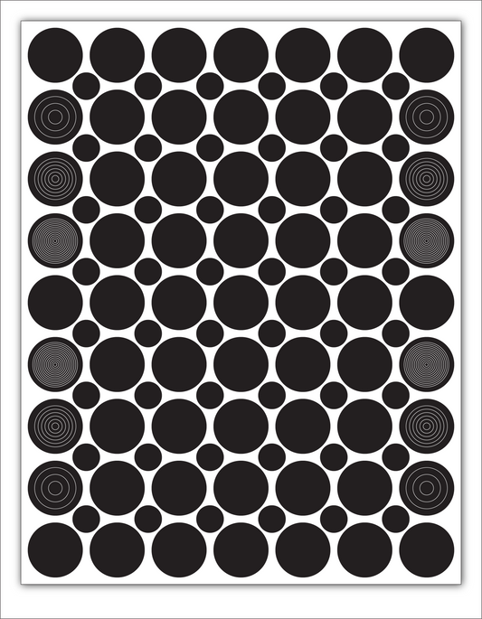 Perfect Strike Archery Circles and Dots Transfer Decals for Scope Lenses + Peel and Stick Target Dots. Practice or Competition. Adhesive Backed Vinyl Decals. (Black)