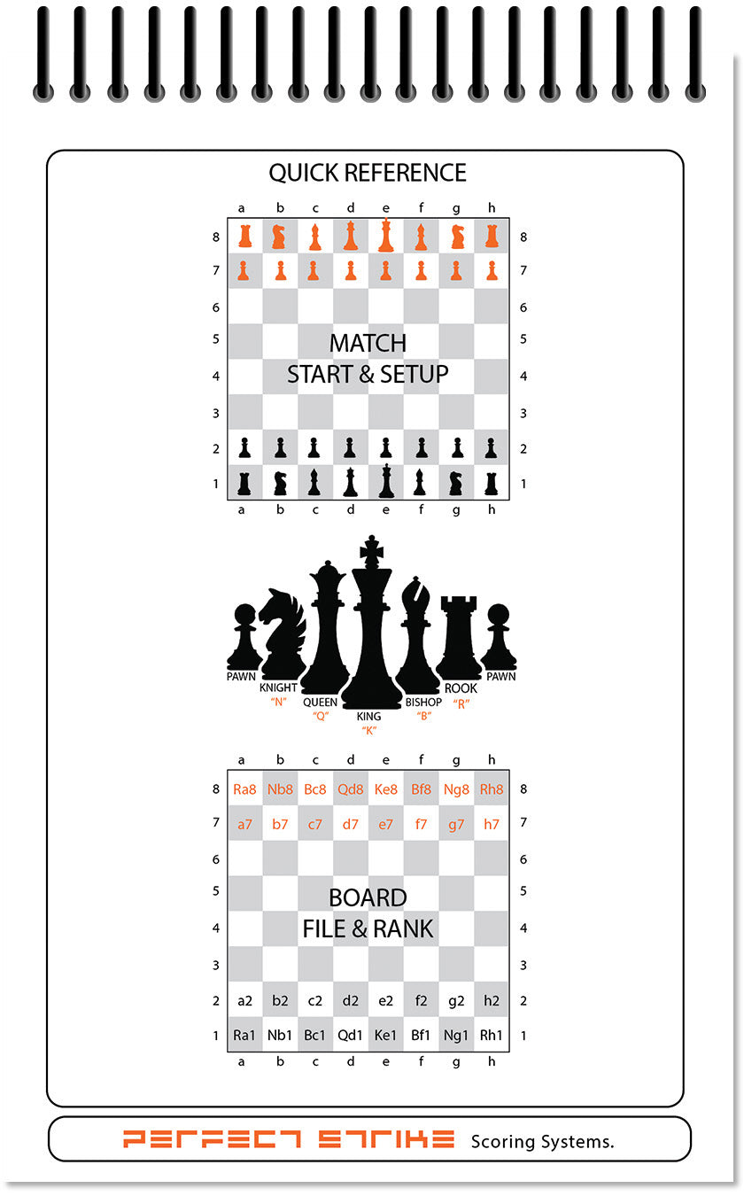 Perfect Strike Chess SCOREBOOK with Rules and Scoring Instructions. Heavy Duty. Practice and Competition. (5.5" x 8.5") TS-50:60