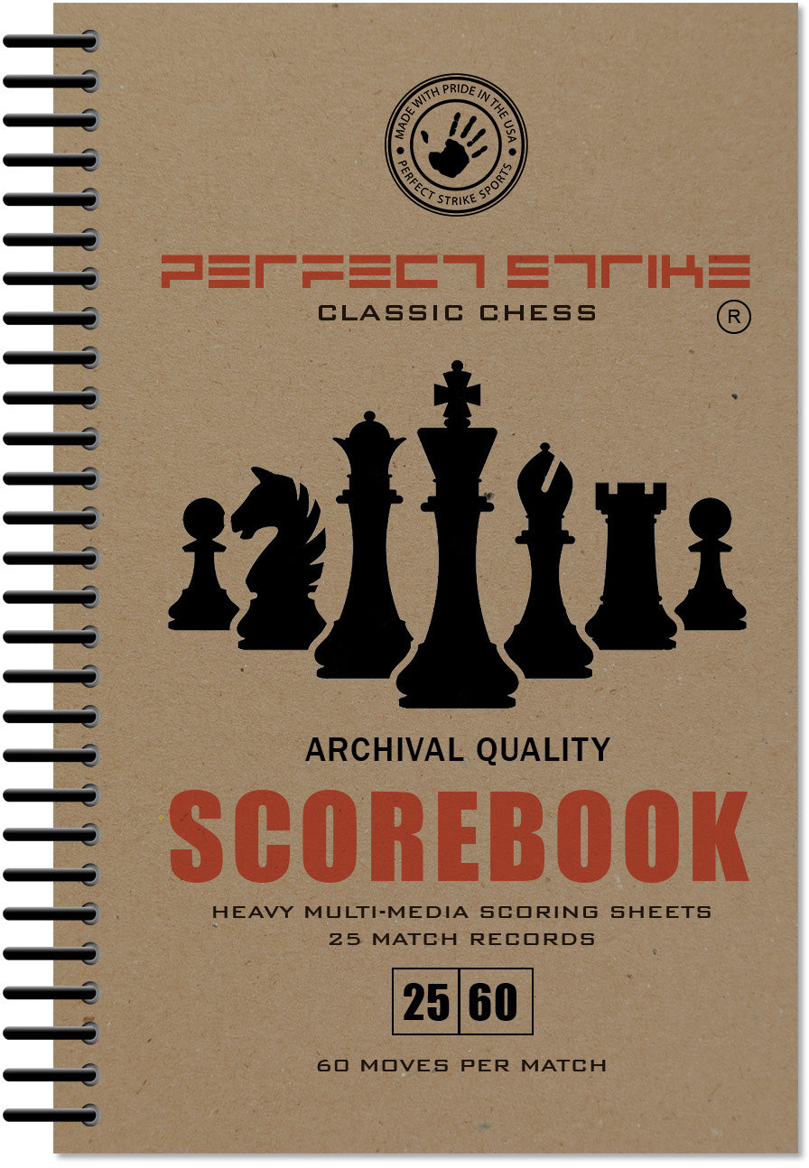 Perfect Strike Chess SCOREBOOK with Rules and Scoring Instructions. Heavy duty. Practice and Competition. (5.5" x 8.5") LS-25:60-AZ
