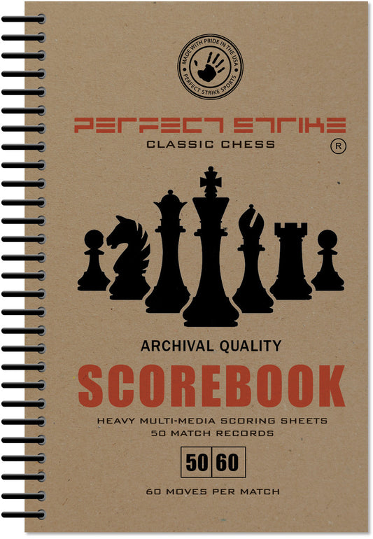 Perfect Strike Chess SCOREBOOK with Rules and Scoring Instructions. Heavy Duty. Practice and Competition. (5.5" x 8.5") LS-50:60
