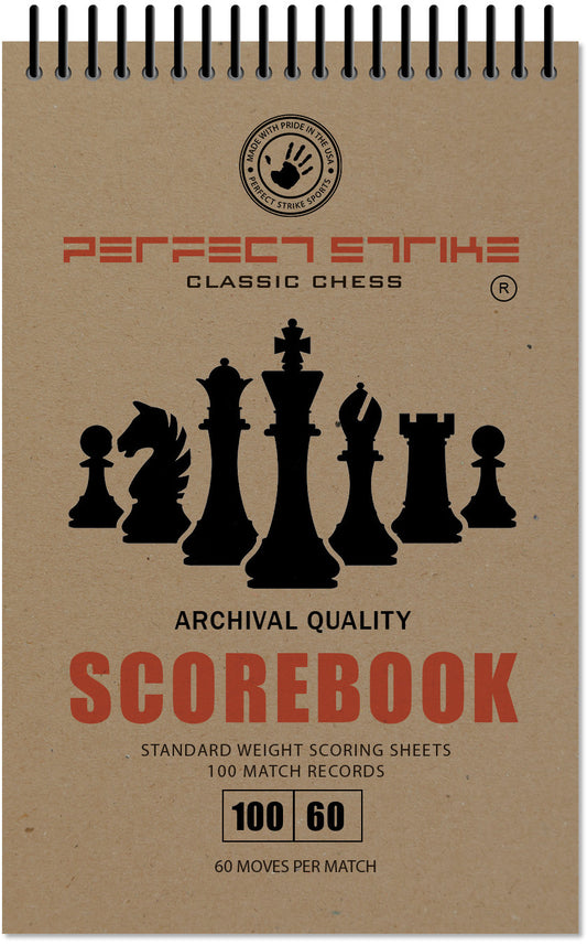 Perfect Strike Chess SCOREBOOK with Rules and Scoring Instructions. Heavy Duty. Practice and Competition. (5.5" x 8.5") TS-100:60