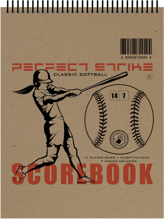 Perfect Strike SOFTBALL Scorebook with Rules and Scoring Instructions. Heavy Duty. Youth or Adult Softball. TS-14:7.