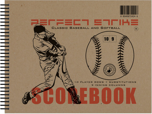 Perfect Strike BASEBALL Scorebook with Rules and Scoring Instructions. Heavy Duty. Youth or Adult Baseball and Softball. LS-10:9.