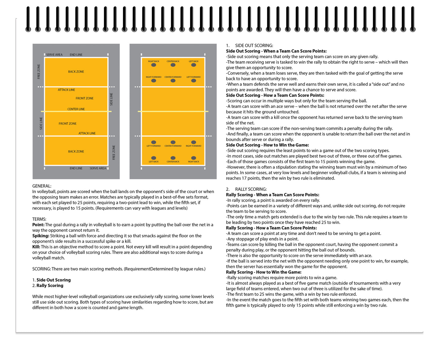 Perfect Strike VOLLEYBALL Scorebook with Rules and Scoring Instructions : Heavy Duty. Adult and Youth Volleyball. TS-6-6W-H