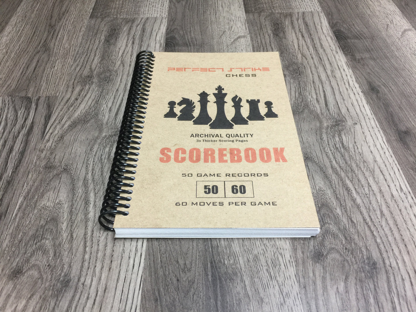 Perfect Strike Chess SCOREBOOK with Rules and Scoring Instructions. Heavy Duty. Practice and Competition. (5.5" x 8.5") LS-50:60