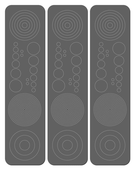Perfect Strike Archery Circles and Dots Decals for Scope Lenses. Great for practice or competition. Adhesive backed vinyl decals. (Dark Grey)