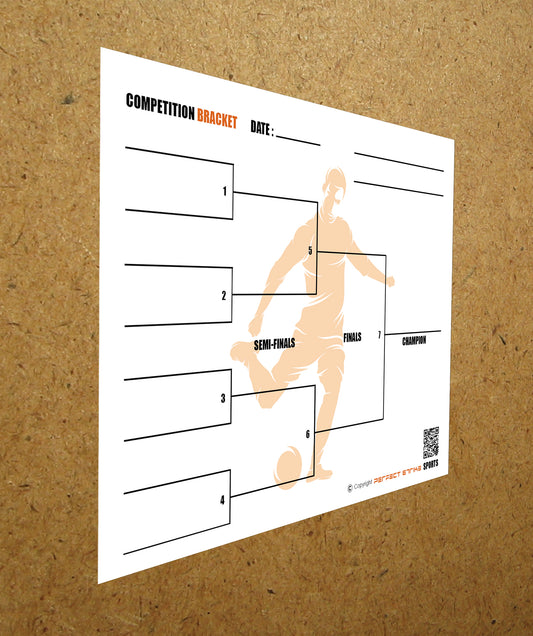 Perfect Strike Competition Brackets for Team tournaments or Skills competitions. Sheet Brackets for up to 8 participants. SOCCER-M.