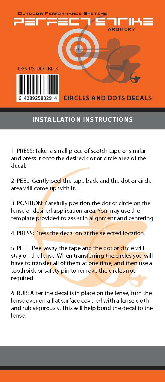 Perfect Strike Archery Circles and Dots Decals for Scope Lenses. Great for practice or competition. Adhesive backed vinyl decals. (Black)