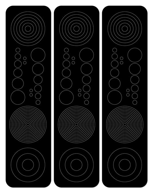 Perfect Strike Archery Circles and Dots Decals for Scope Lenses. Great for practice or competition. Adhesive backed vinyl decals. (Black)