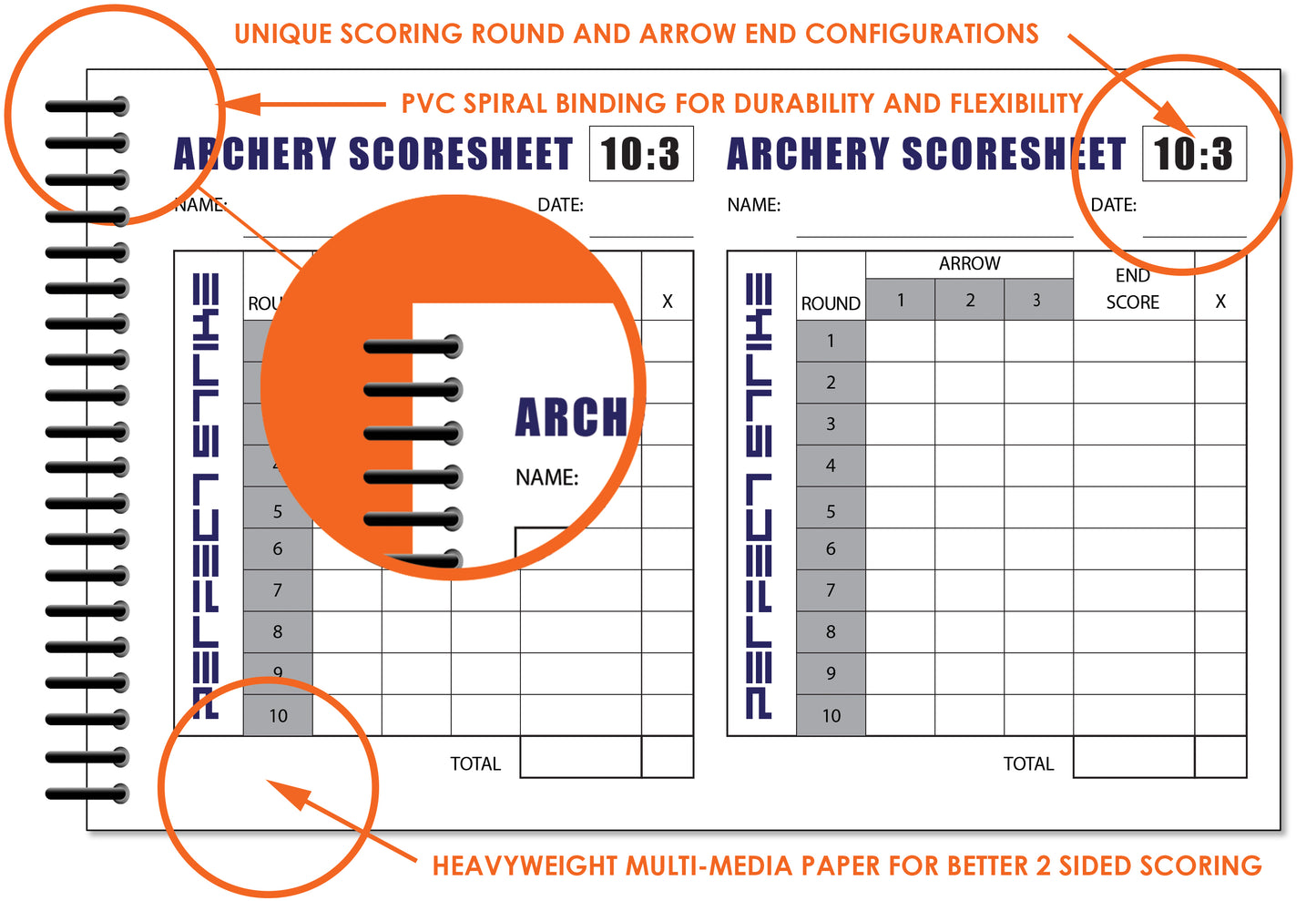 Perfect Strike Archery SCOREBOOK with Scoring Instructions. Perfect Strike System 10:3. (5.5" x 8.5")