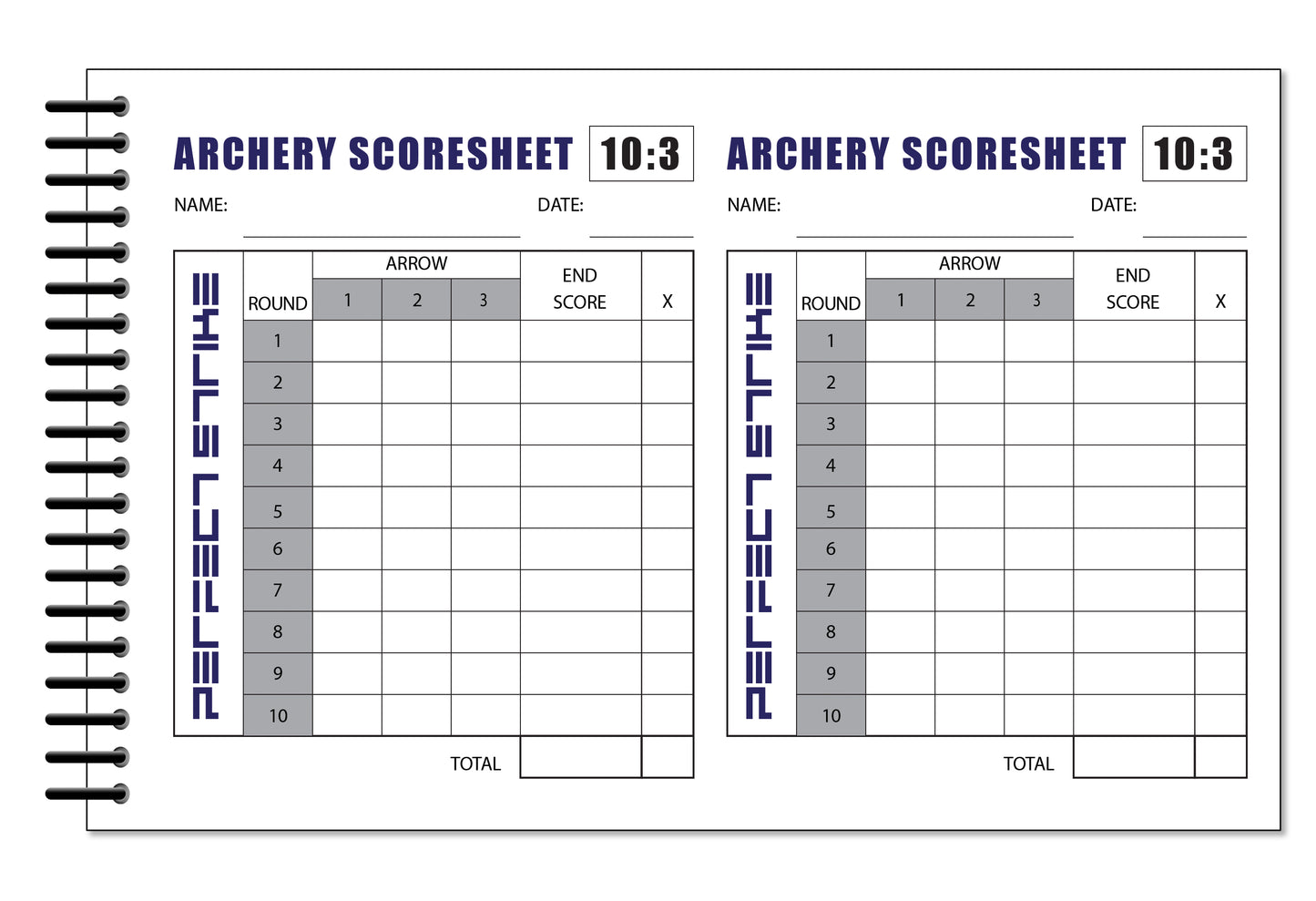 Perfect Strike Archery SCOREBOOK with Scoring Instructions. Perfect Strike System 10:3. (5.5" x 8.5")