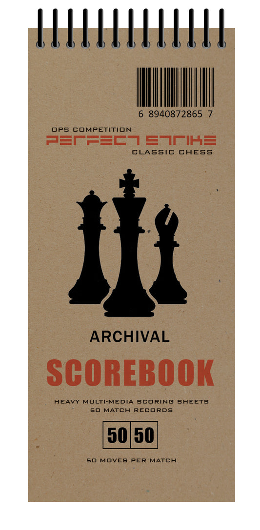 Perfect Strike Chess SCOREBOOK with Rules and Scoring Instructions. Heavy Duty. Practice and Competition. (3.5" x 8.5") TS-50:50