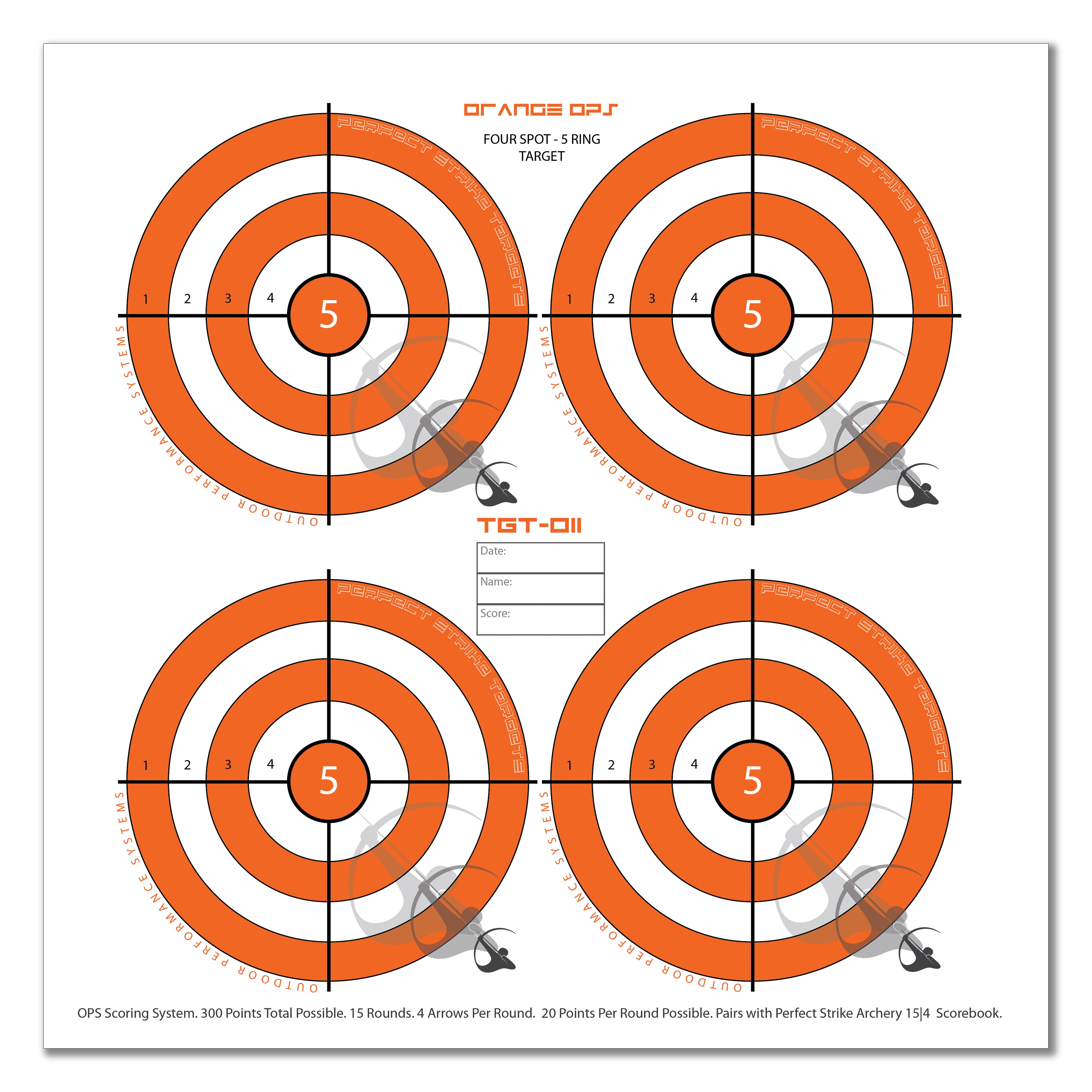Perfect Strike ARCHERY System Targets. ORANGE OPS No. 011. Four Spot T ...