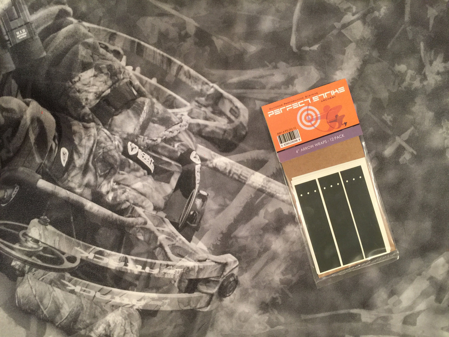 PERFECT FLETCH arrow cresting wraps by Perfect Strike Archery.  DARK GREY. Adhesive backed vinyl.  4" Arrow Wraps.