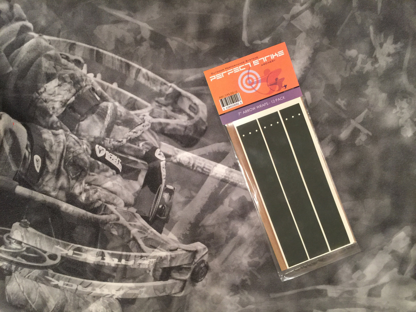 PERFECT FLETCH arrow cresting wraps by Perfect Strike Archery. MATTE GREY. Adhesive backed premium vinyl. 7" Arrow Wraps.