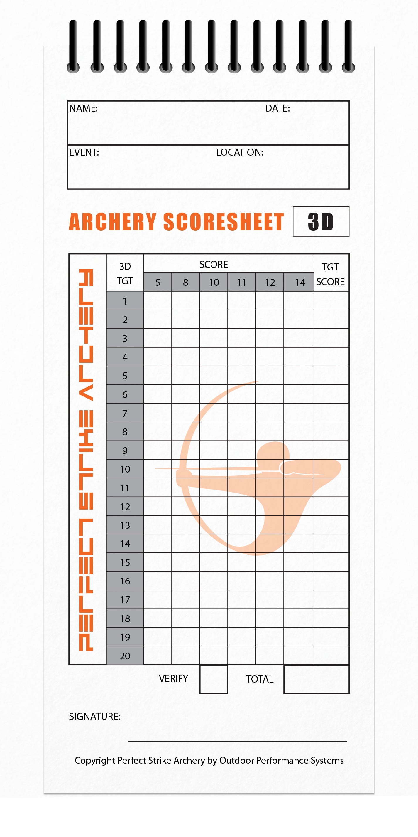 Perfect Strike Archery 3D Shoot SCOREBOOK with Rules and Scoring Diagrams. ASA and IBO scoring rules. (8.5" x 3.75")