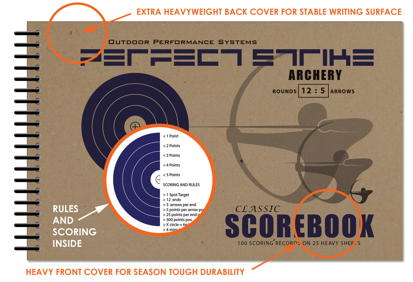 Perfect Strike Archery SCOREBOOK with Scoring Instructions. Perfect Strike System 12:5. (5.5" x 8.5")