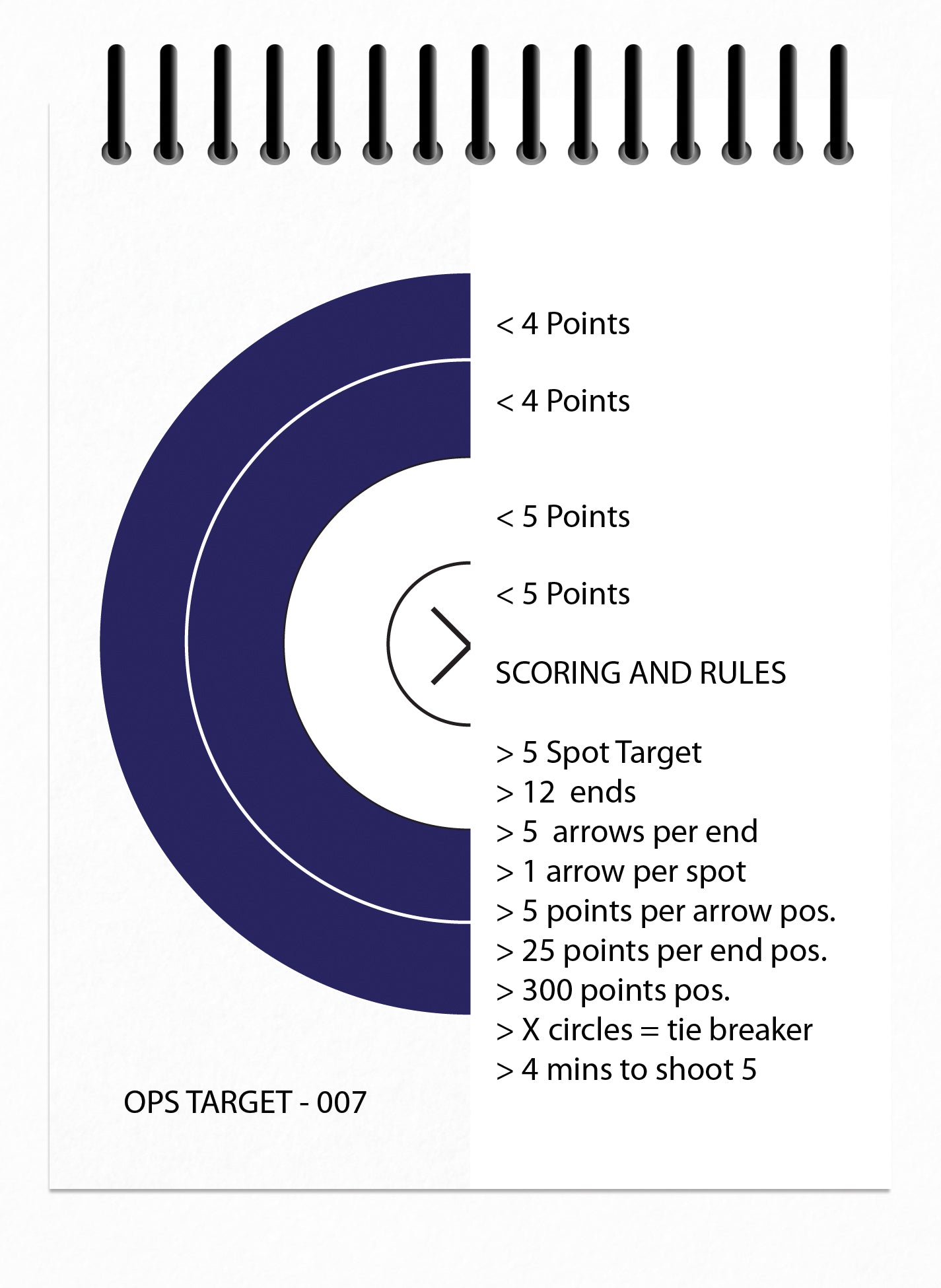 Perfect Strike Archery SCOREBOOK with Scoring Instructions. Perfect Strike System 12:5. (5.5" x 4.25")