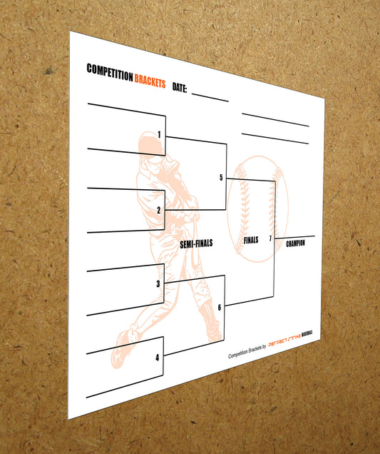 Perfect Strike Competition Brackets for Team tournaments or Skills competitions. Sheet Brackets for up to 8 participants. BASEBALL.