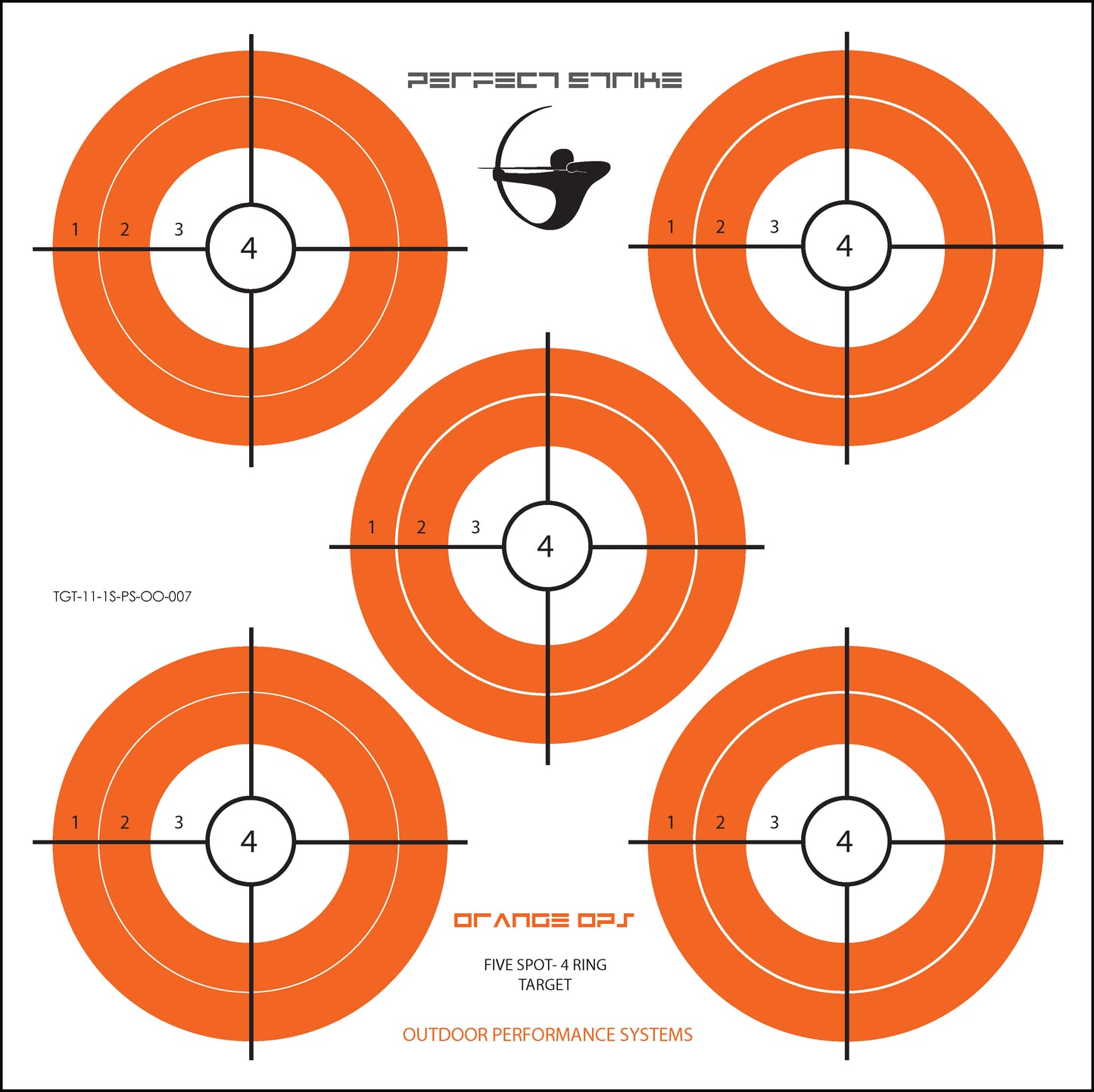 Perfect Strike ARCHERY Targets. ORANGE OPS No. 007. Five Spot Targets. (12" x 12").