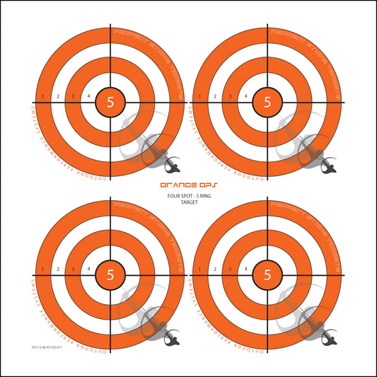 Perfect Strike ARCHERY Targets. ORANGE OPS No. 011. Four Spot Targets. (12" x 12").